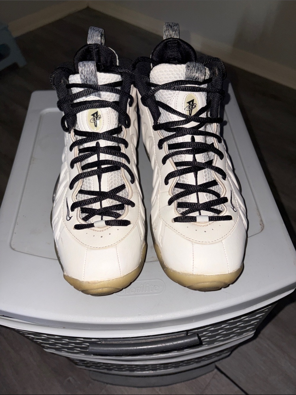 Nike Cream and Black Foamposite-Style High-Tops